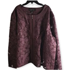 Colleen Lopez Plum Long Sleeve Lace Zip-up Jacket